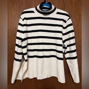 Striped Black and Off White Turtleneck Sweater